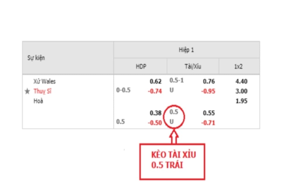 3. Kèo chấp 1/2 trái (0.5)