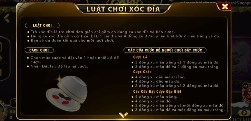 Luật chơi xóc đĩa từ hệ thống 8day